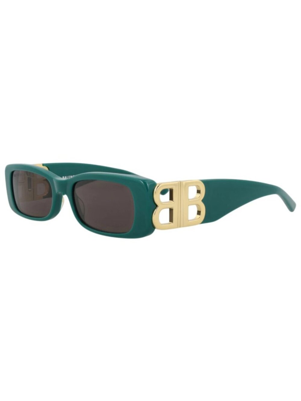 New Balenciaga Women's Sunglasses Square Rectangle Acetate Frame Green Gold Grey